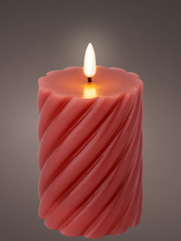 Świeca LED 12,5cm róż stearyna naturalny płomień (486358) bat.2*AA timer