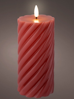 Świeca LED 17,5cm róż stearyna naturalny płomień (486360) bat.2*AA timer