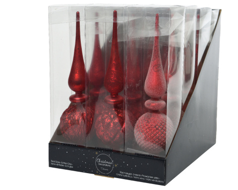 Szpic szkl. rustykalny czerwony 31cm fi 8cm 3wz. (170008) zb.12