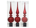 Szpic szklany rustykalny czerwony 31cm fi 8cm 3wzory (170008)