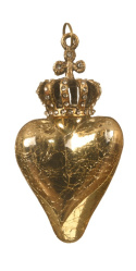 Zawieszka szklane serce w metalowej koronie smukłe (190260)