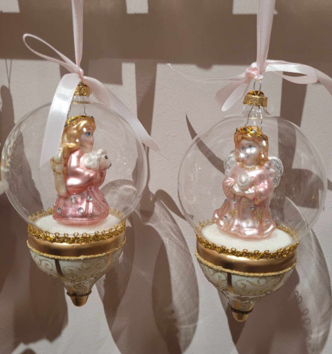 Bombka szklana: Klosz Aniołek z ptaszkiem (121581)-20%