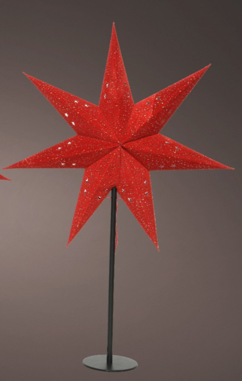 Lampka stojąca gwiazda welur czerwony w gwiazdki (522009)