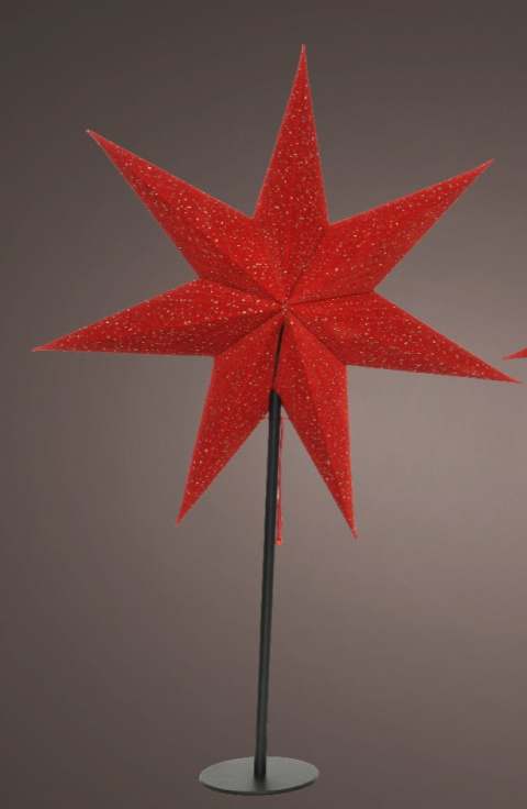 Lampka stojąca gwiazda welur czerwony z otworkami (522009)