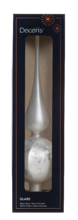 Szpic szklany perłowy z kwiatami (170149)