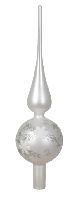 Szpic szklany perłowy z kwiatami (170149)