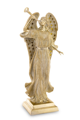 Anioł złoty z surmą ozdobne skrzydła (141347)