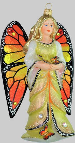 Bombka GlitterLab: Anioł Betty lemon z motylem (4900ZM)