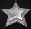 Zawieszka gwiazdka drewniana przecierana srebrna mała 12cm (CH1-07632)