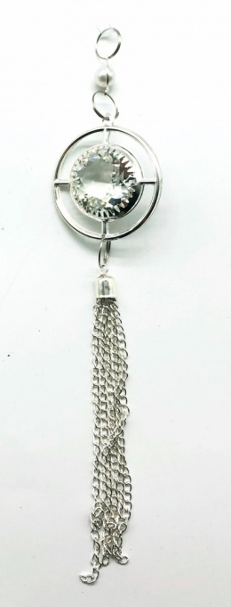 Zawieszka srebrne kółko z kryształem i chwostem dł.26/19*4cm (HN0690)