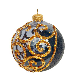 Bombki 100mm dekorowane ornament kpl.4szt: BLACK & GOLD