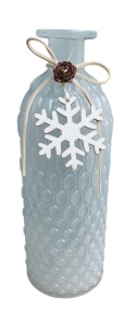 Butelka biała szklana ze śnieżynką (105446)