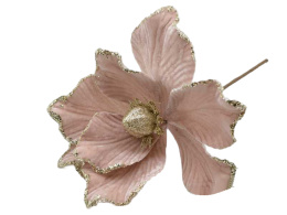 Magnolia róż welur z brokatem na piku dł.25*fi22cm (CV19689-3)