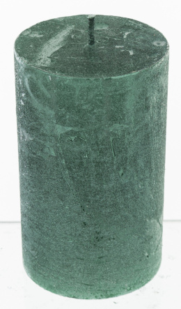 Świeca rustykalna zielony metalik walec duży (142951)