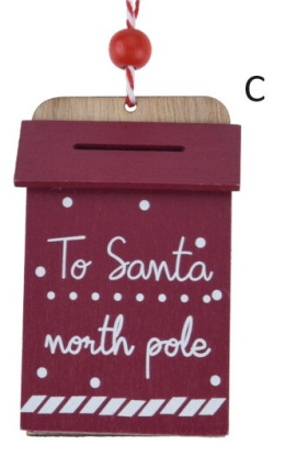 Zawieszka drewniana skrzyneczka na listy bordo(061866)