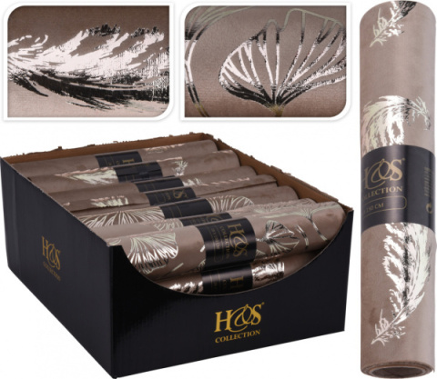 Materiał welurowy beżowy złote piórko (008969) 28*150cm -30%