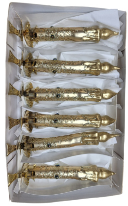 Świeczki szklane dekorowane na klipsie op.6szt złoty mat