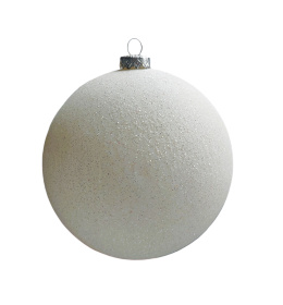 Bombka plastikowa biała brokatowa 150mm (O)