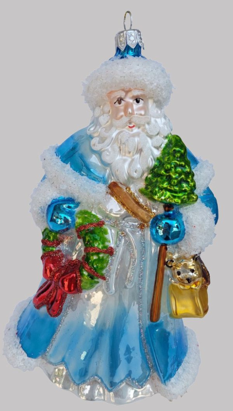 Bombka formowa: Mikołaj maxi z wieńcem niebieski (388) SZW