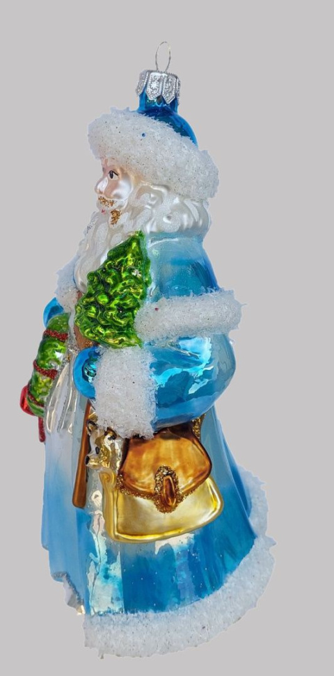 Bombka formowa: Mikołaj maxi z wieńcem niebieski (388) SZW