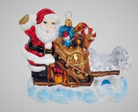 Bombka formowa: Zaprzęg Mikołaj z psami (82) AW