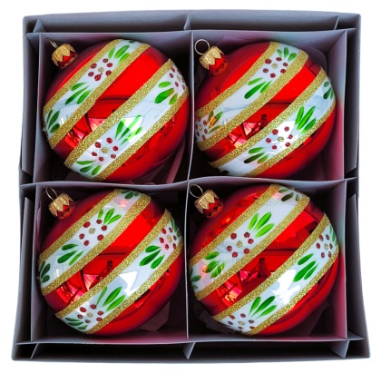 Bombki 120 dekorowane ornament op.4szt.: JAK U BABCI