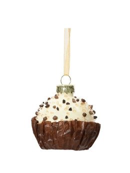 Bombka babeczka szklana biała z posypką (121431)