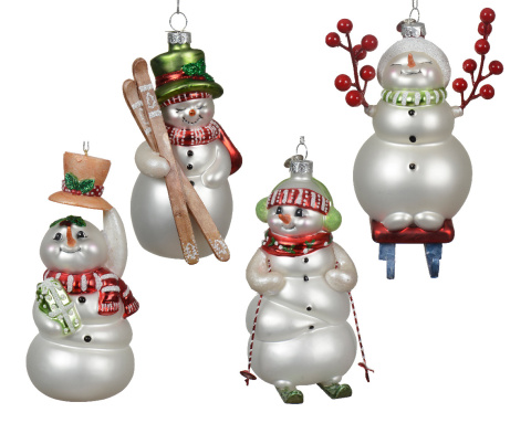 Glass bauble: Snowman on a sled (121472)