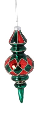 Green and red glass icicle bauble (4967) 15cm-10%