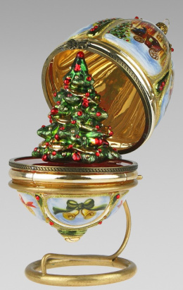 Komozja: Jajko otwierane zimowe sceny, choinka z kamieniami (4760K00)