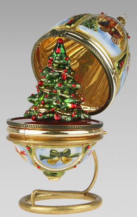 Komozja: Jajko otwierane zimowe sceny, choinka z kamieniami (4760K00)