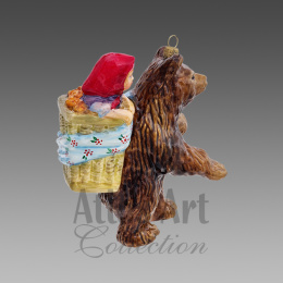 Bombka Atlas Art: Niedźwiedź z dziewczynką w koszu (00680AA)