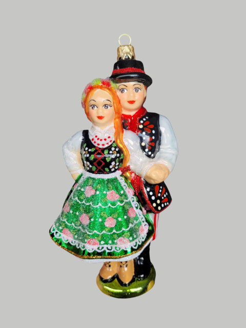 Bombka Morozko: Para ludowa krakowska (468) zielona spódnica