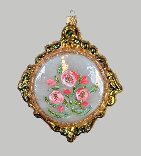 Bombka Morozko: Zegar wiszący okrągły z kwiatkami (436)