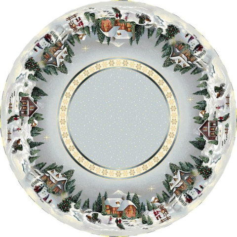 Obrus gobelinowy Eden okrągły fi 140cm Świąteczne miasteczko (SW247)