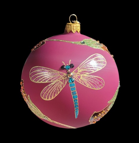 Bombka GlitterLab: Fi 110mm burgundowa bursztynowe kwiatki (4460KBB)