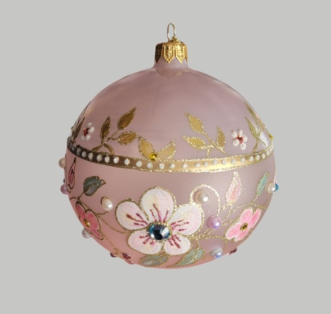 Bombka GlitterLab: Fi 110mm nylonka matowa różowa łąka (4460RL)