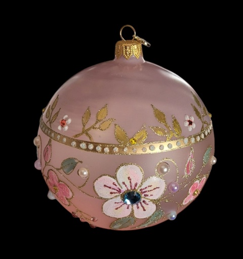 Bombka GlitterLab: Fi 110mm nylonka matowa różowa łąka (4460RL)