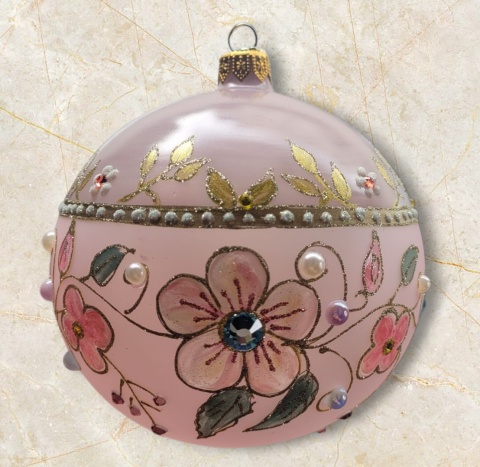 Bombka GlitterLab: Fi 110mm nylonka matowa różowa łąka (4460RL)