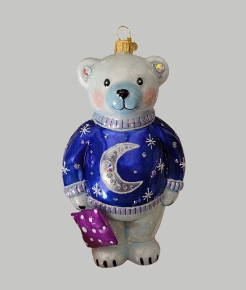 Bombka GlitterLab: Miś w sweterku z poduszką (4015SPI)