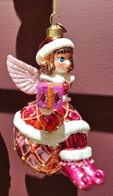 Bombka szklana Elf dziewczynka na kuli (122217)