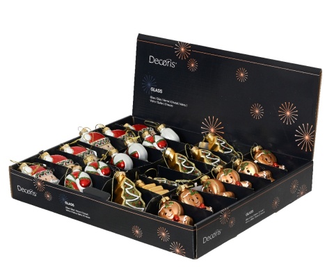 Bombka szklana mała Choinka złota z dekoracją (129605)