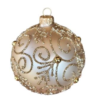 Baubles 100 decorated with ornament, pack of 4: GOLDEN WHISPER