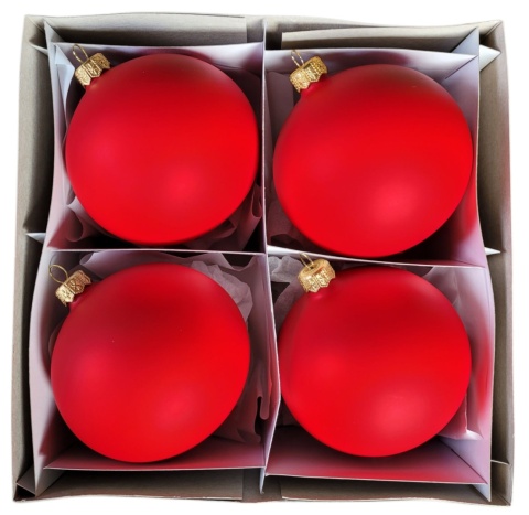 Bombki 100 satynowe czerwone op.4szt.