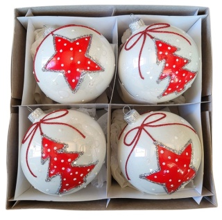 Baubles 120 decorated ornament pack of 4: TIME OF JOY