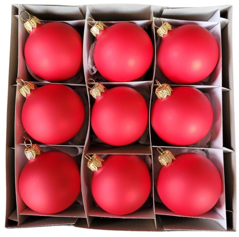 Bombki 60 satynowe czerwone op.9szt.