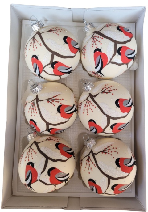 Bombki 80 wysoki dekor op.6szt: PTASZKI