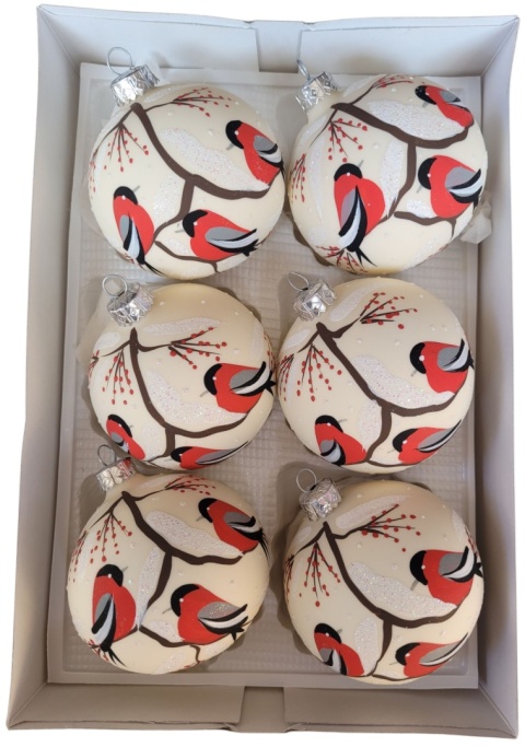 Bombki 80 wysoki dekor op.6szt: PTASZKI