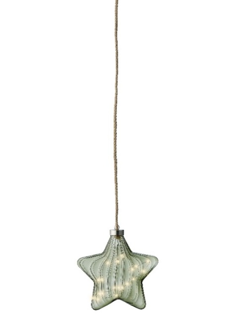 Gwiazda szklana 20cm transparentna khaki 15LED(487599)