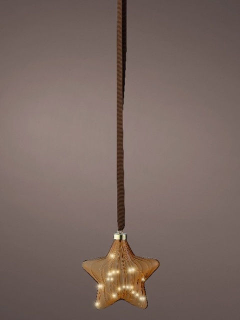 Gwiazda szklana 20cm miodowa 15LED (487591)